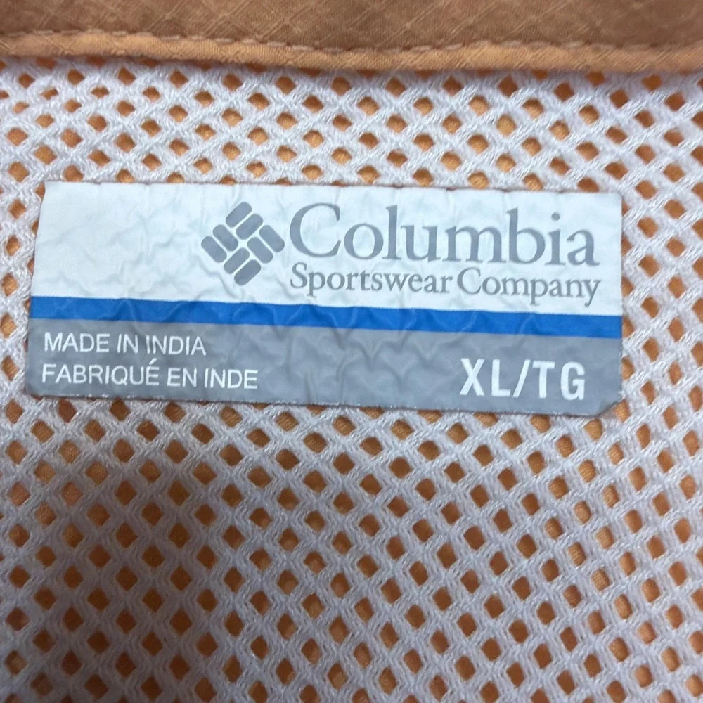 Columbia PFG Outdoor Vented Omni Shade Button Up Shirt Pockets Orange Mens XL - Picture 3 of 16